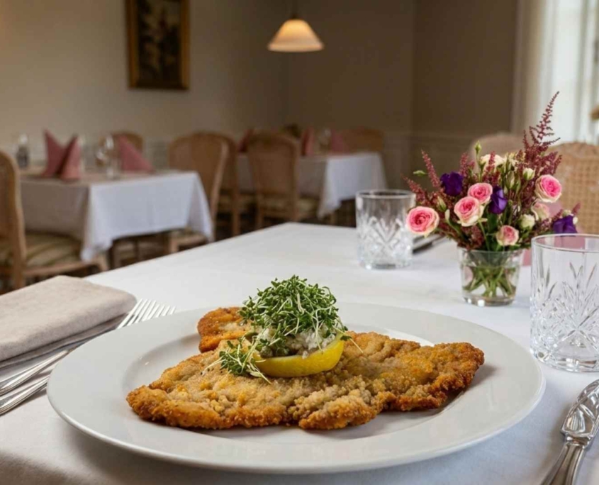 Søndagsschnitzel på Tyrstrup Kro